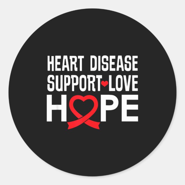 Sticker Rond Heart Disease Suprt Love Hope Red Ribbon  (Devant)