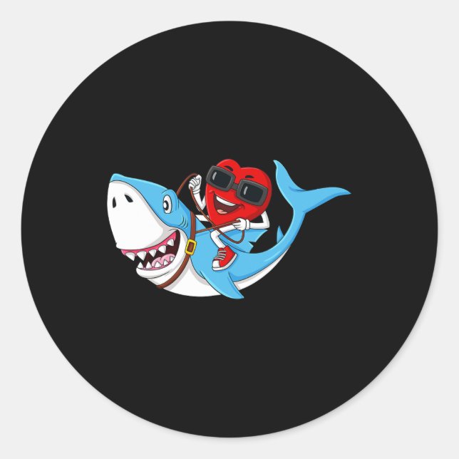 Sticker Rond Heart équitation requin Saint Valentin's Fun Boys  (Devant)