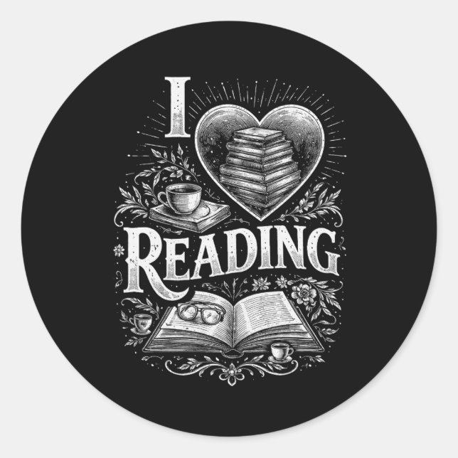 Sticker Rond Heart of a Book Lover (Devant)