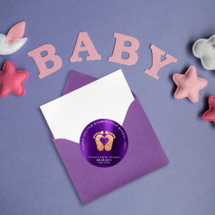 Sticker Rond Heart Pieds Baby shower Favoriser Cadeau Merci Gol