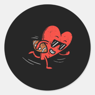 Sticker Rond Heart Playing American Football Valentines Day Spo