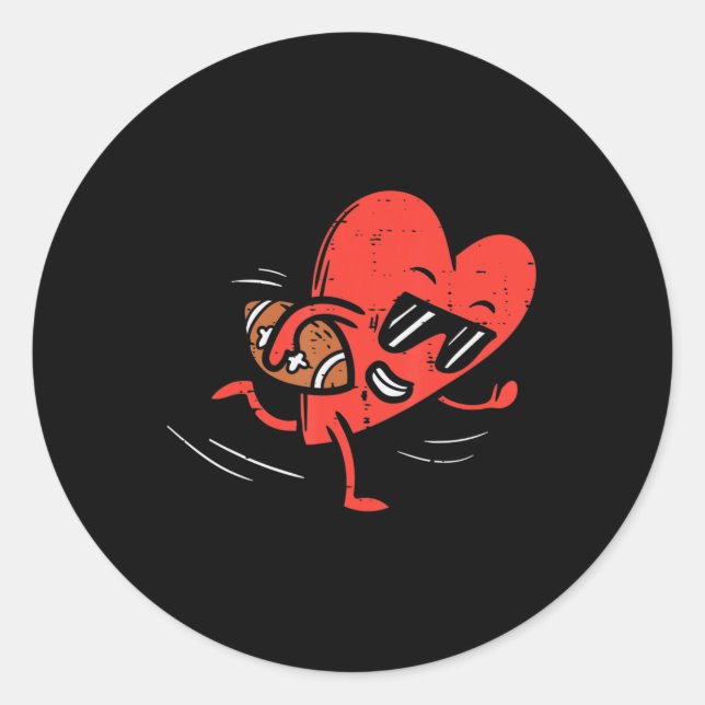 Sticker Rond Heart Playing American Football Valentines Day Spo (Devant)