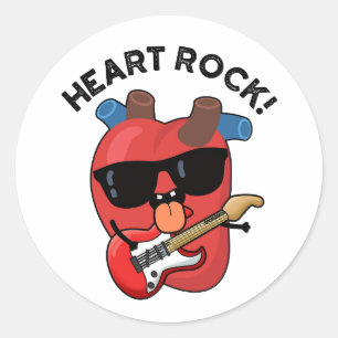 Sticker Rond Heart Rock Funny Music Pun