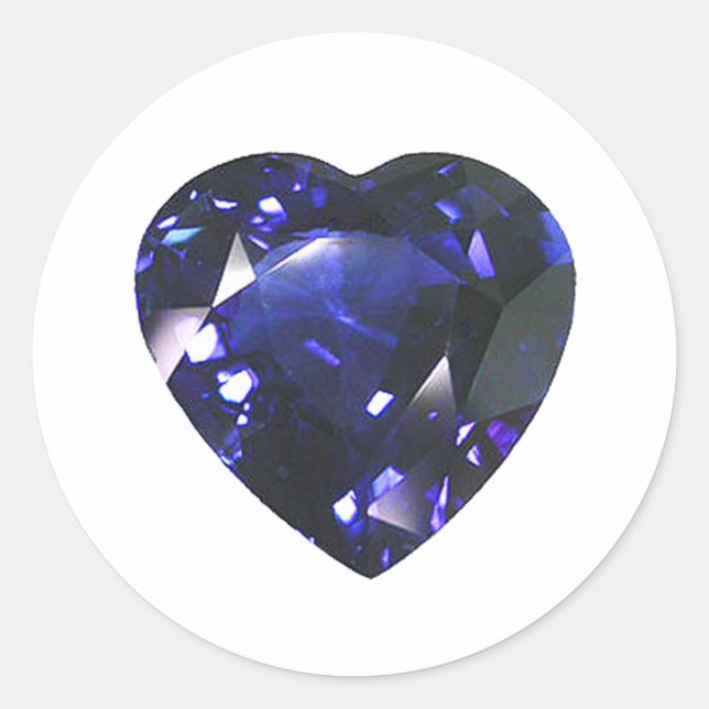 Sticker Rond Heart Sapphire Blue (Devant)