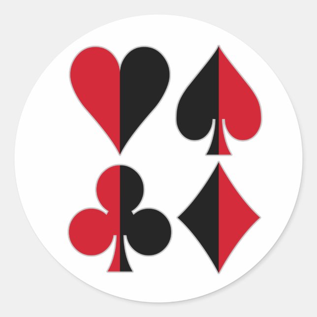 Sticker Rond Heart Spade Diamond Club (Devant)