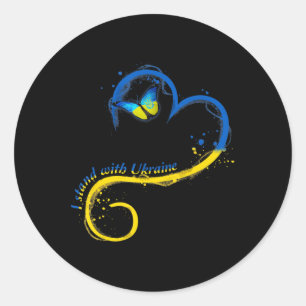 Sticker Rond Heart Ukraine Butterfly Ukrainian Flag I