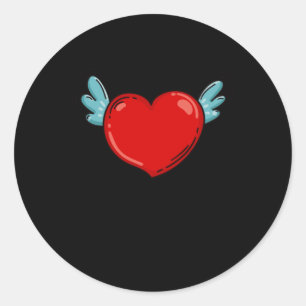 Sticker Rond Heart With Wings Love Valentine's Day