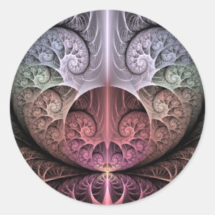 Sticker Rond Heartbeat, Abstrait surreal Imaginaire Fractal Art