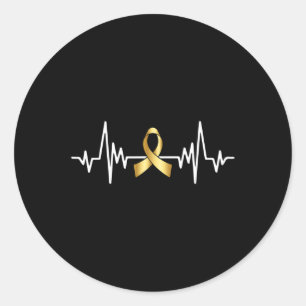 Sticker Rond Heartbeat Avec Gold Ribbon Children Cancer Award