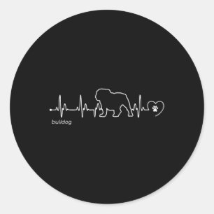 Sticker Rond Heartbeat - Bulldog