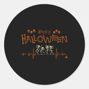 Sticker Rond Heartbeat Happy Halloween Doctor Nurse