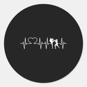 Sticker Rond Heartbeat Kickboxing Shirt Kick Boxing Karate Tee