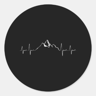 Sticker Rond Heartbeat Mountain Hiking Climbing Outdoors
