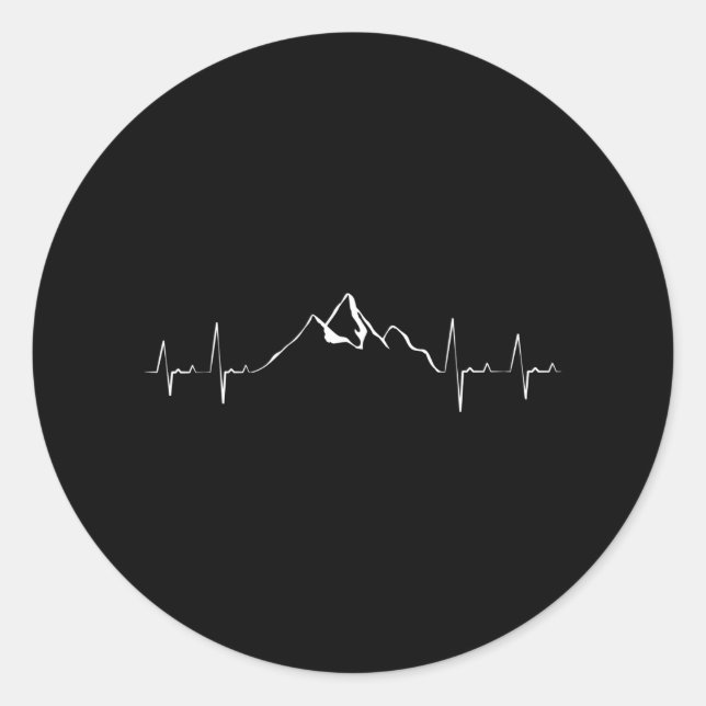 Sticker Rond Heartbeat Mountain Hiking Climbing Outdoors (Devant)