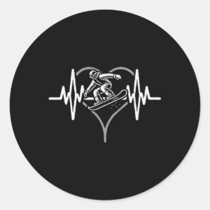 Sticker Rond Heartbeat Skateboarding Heartline Pulse Skateur Tr