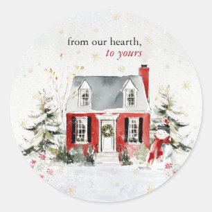 Sticker Rond Hearthlight Notes Hiver Maison Cosy Personnalisée