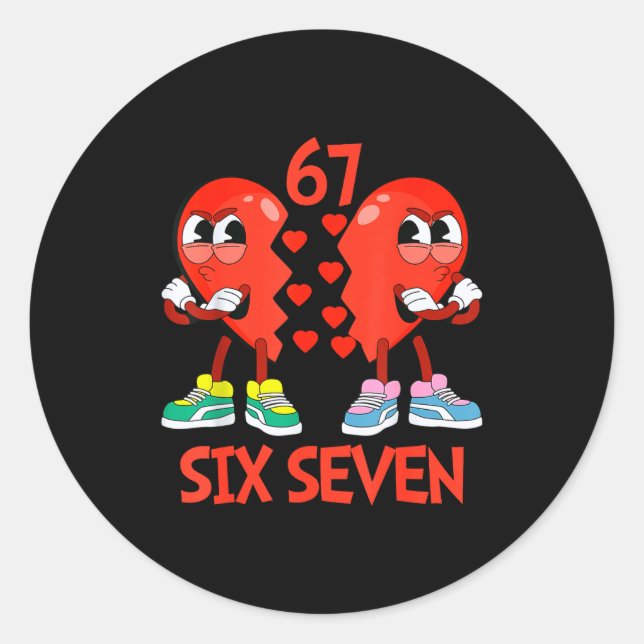 Sticker Rond Hearts Valentines Funny Six Seven 6 7 Meme Gen Alp (Devant)