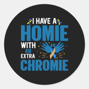 Sticker Rond Hébergement de sensibilisation au syndrome de Down