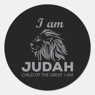 Sticker Rond Hébreu Israélite Je Suis Juda Lion Enfant
