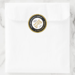Sticker Rond Hébreu juif Purim Mishloach Manot Custom Gold