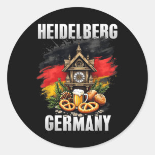 Sticker Rond Heidelberg Allemagne Souvenir Allemand Drapeau Voy