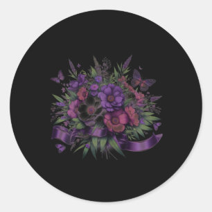 Sticker Rond Heimerheimer Violet Floral Pensée Démence Heimerhe