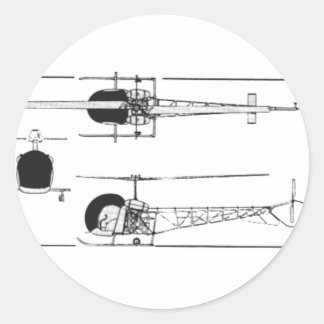 Sticker Rond Hélicoptère Bell 47