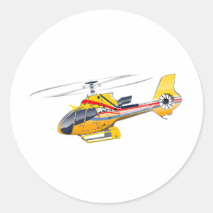 Sticker Rond Hélicoptère de dessin