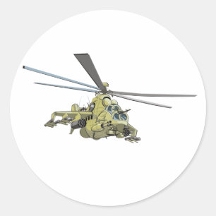 Sticker Rond Hélicoptère de dessin animé "Hind"