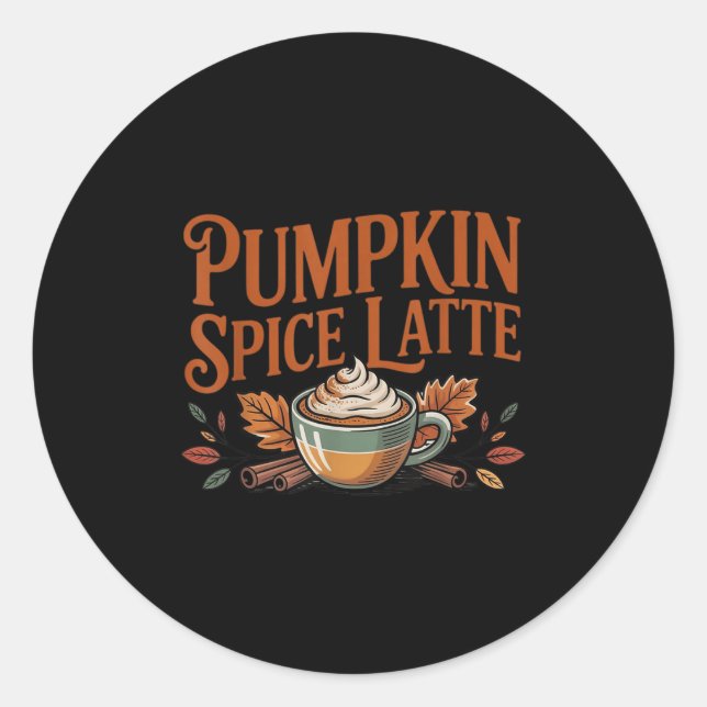 Sticker Rond Hello Pumpkin Latte Sce Coffee Love Fall Season  (Devant)