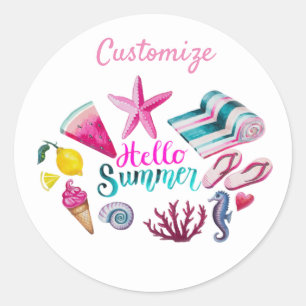 Sticker Rond Hello Summer