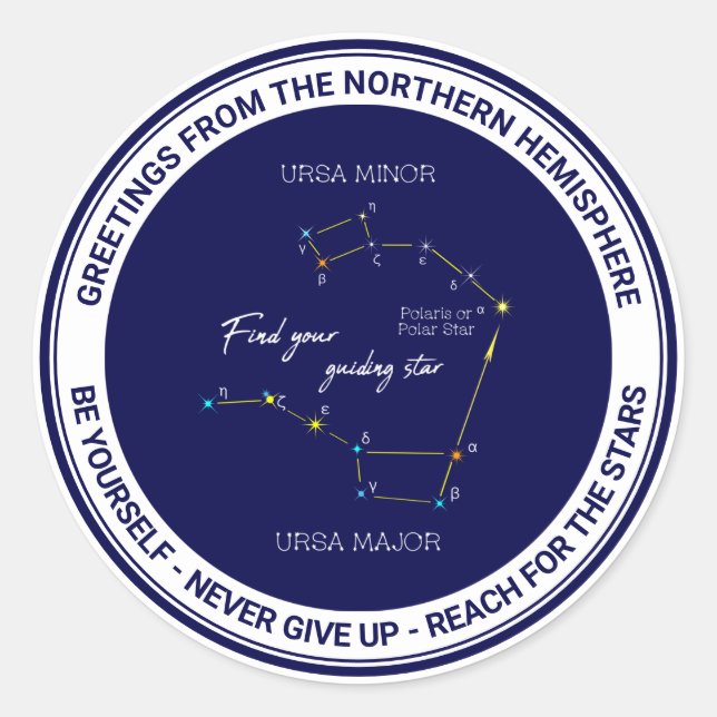 Sticker Rond Hémisphère Nord Trouver Polaris Star (Devant)