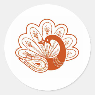 Sticker Rond Henna paon