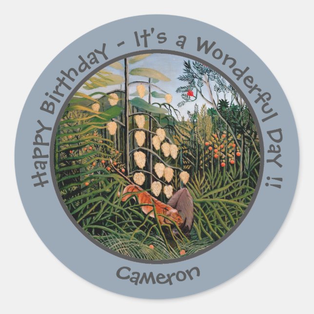 Sticker Rond Henri Rousseau Tiger & Bull Party Items Collection (Devant)