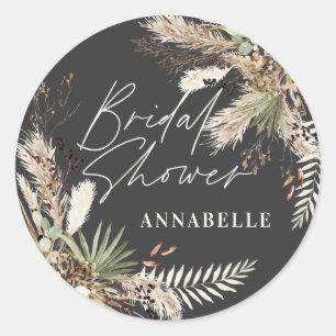 Sticker Rond Herbe de pampa moderne élégante pour la douche de 