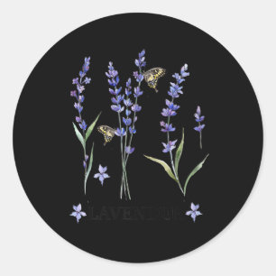 Sticker Rond herbe plante de lavande à papillon mauve