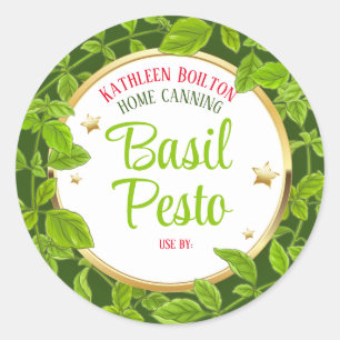 Sticker Rond Herbes basilic pesto étoiles Maison italienne
