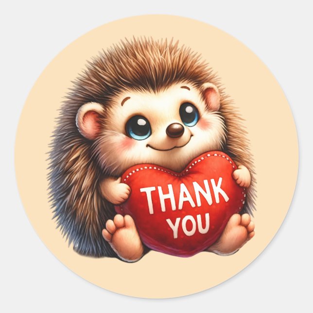 Sticker Rond Hérisson de Merci mignon (Devant)