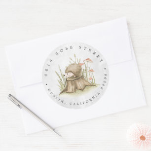 Sticker Rond Hérisson de Woodland   Forest Baby Return Adresse