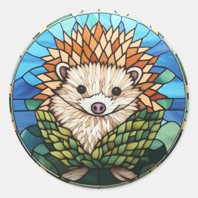 Sticker Rond Hérisson en verre doux (Devant)