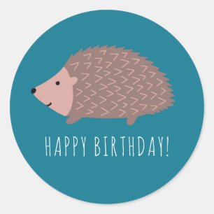 Sticker Rond Hérisson forêt Joyeux Anniversaire