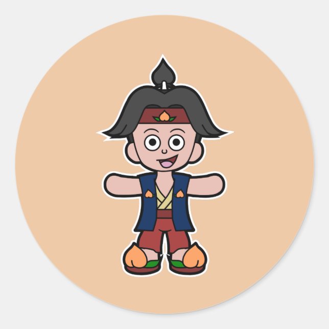 Sticker Rond Héros Momotaro, le Garçon de Pêche (Devant)