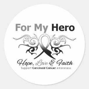Sticker Rond Héros tribal de ruban de Cancer carcinoïde