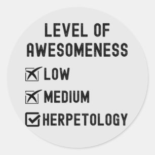 Sticker Rond Herpétologistes, Niveau de conscience Herpétologie