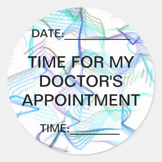 Sticker Rond Heure de rendez-vous chez mon médecin (Devant)