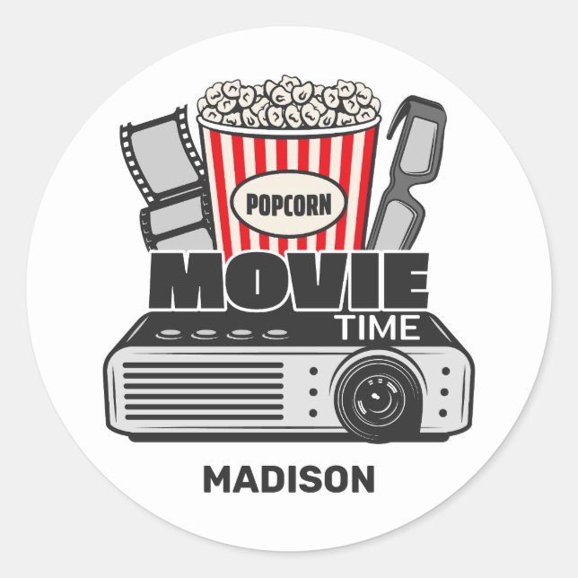 Sticker Rond Heure du film de nom personnalisé (Devant)