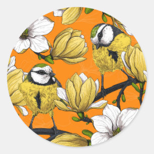 Sticker Rond Heure du printemps en jaune