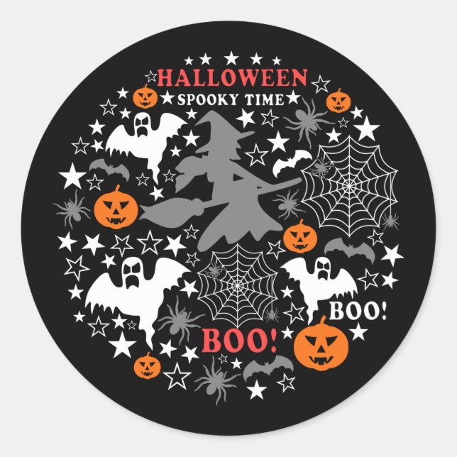Sticker Rond Heure Éffrayante Halloween (Devant)