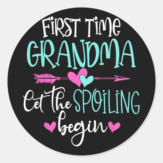 Sticker Rond Heure Grand-Mère Laisser Le Spoiling Commencer De  (Devant)
