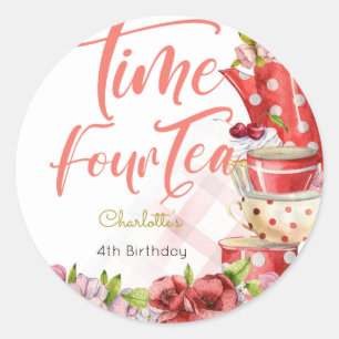 Sticker Rond Heure quatre thé, quatrième anniversaire pour les